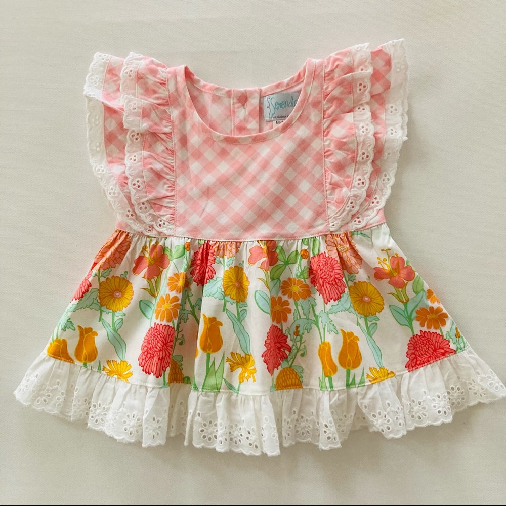 Serendipity Baby Girl 12-18 Months Floral Plaid Top Tunic Spring Summer